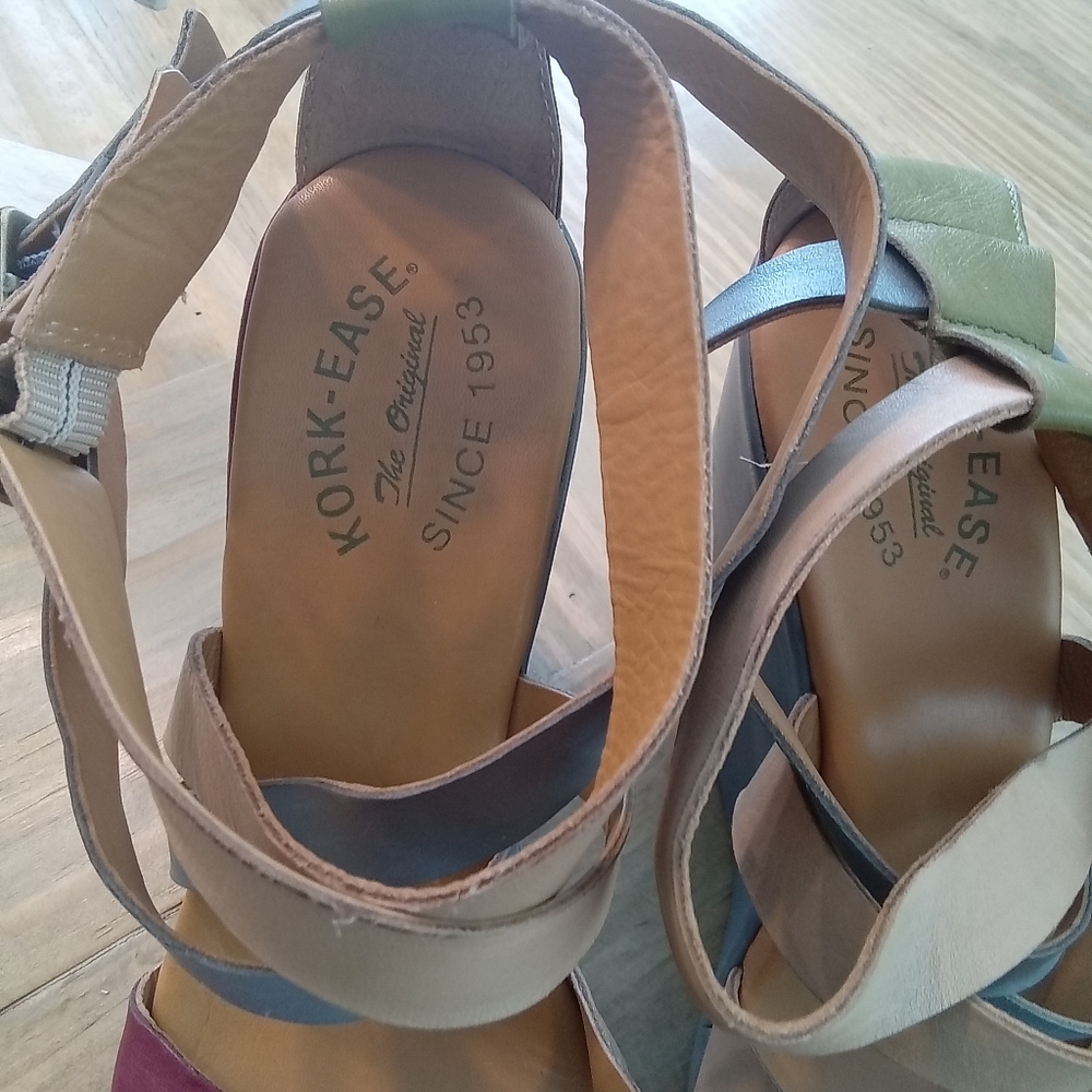 Kork-Ease Hailey Multi-Color Leather Strap Platform Wedge 5.5" Sandals S… - Picture 2 of 16